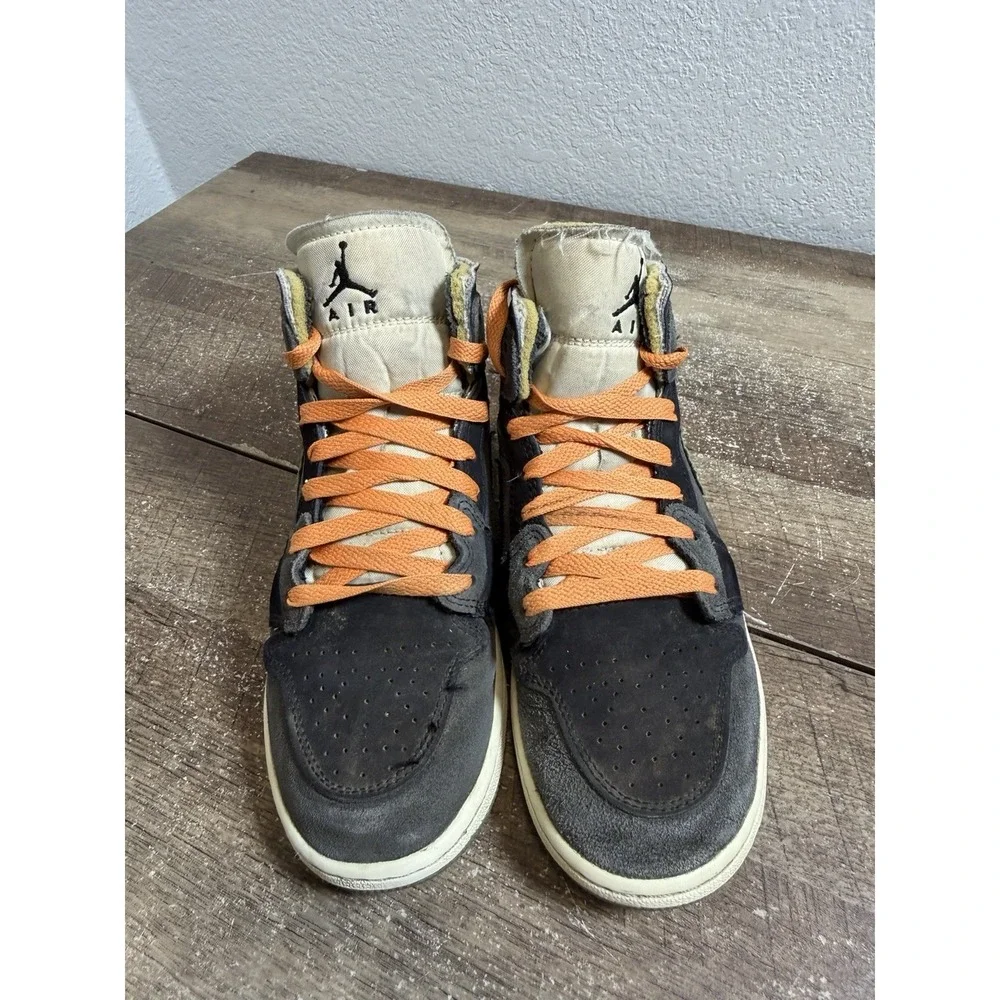 Air Jordan 1 Mid Craft Anthracite Light Olive GS Shoe‎ Size 4.5Y Gray FD5847-003